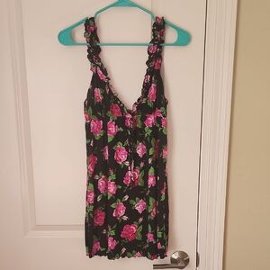 Smart & Sexy Black and Pink Floral Print Sleepwear
